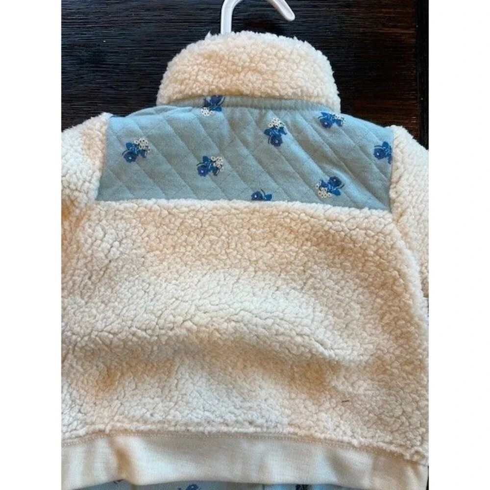 Carters 3pc Baby Girl Ivory and Blue Fleece Jacket Bodysuit Pant Set NWT 9M